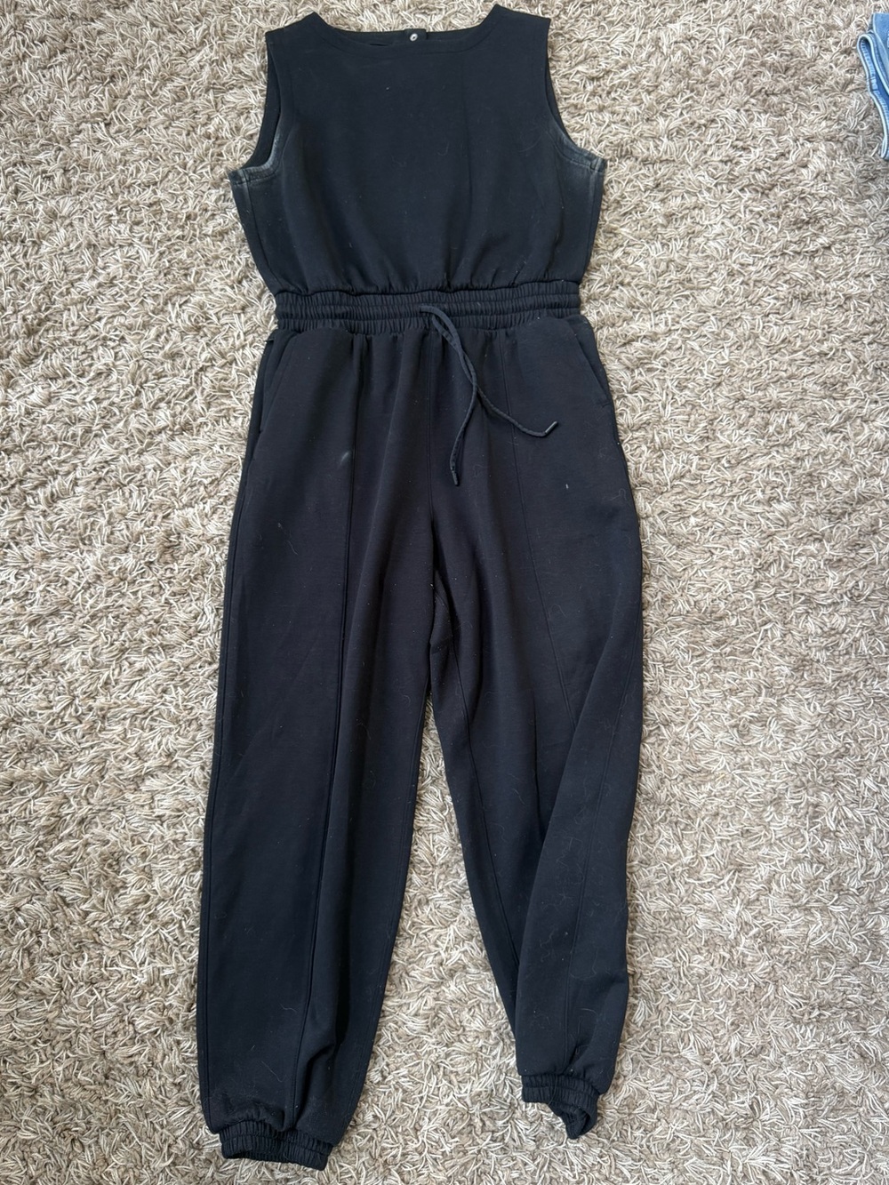 Abercrombie & Fitch Sleeveless Black Drawstring Jumpsuit